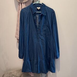 Blue Button-Up Dress